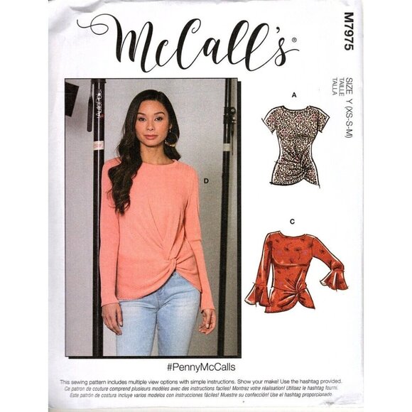 McCall's M7975 Misses XS to M Knit Knotted Tops Uncut Sewing Pattern - Picture 1 of 2